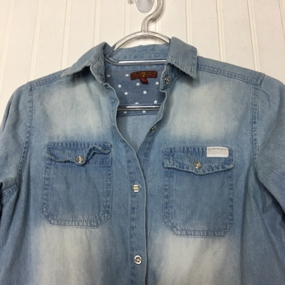 7 For All Mankind Light Denim Popover Dress - Picture 3 of 7